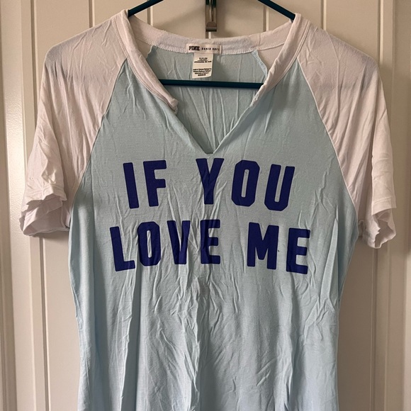 Pink “If you love me let me sleep” Pajama Set short sleeves and shorts - Picture 1 of 6